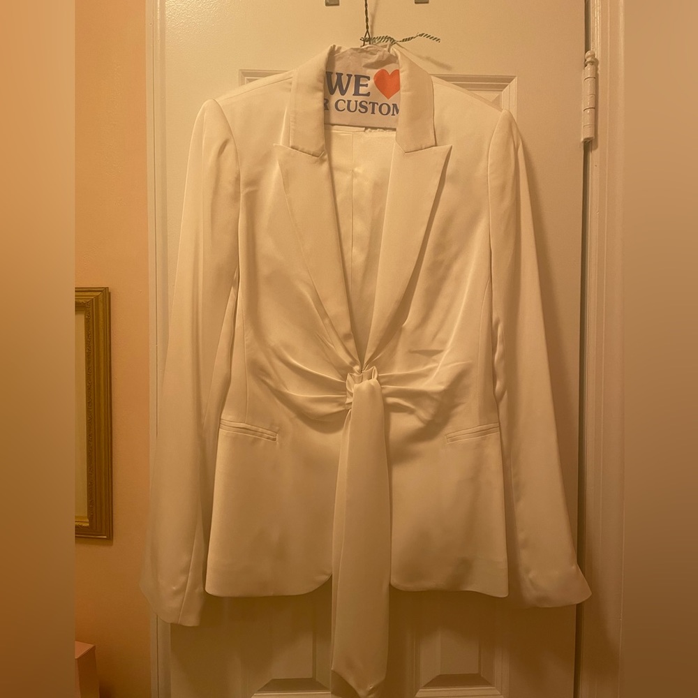 Ramy Brook gathered waist satin blazer